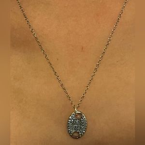 NWOT - B.B. Lila Blue Rhinestone charm on Silver Danity Chain Necklace